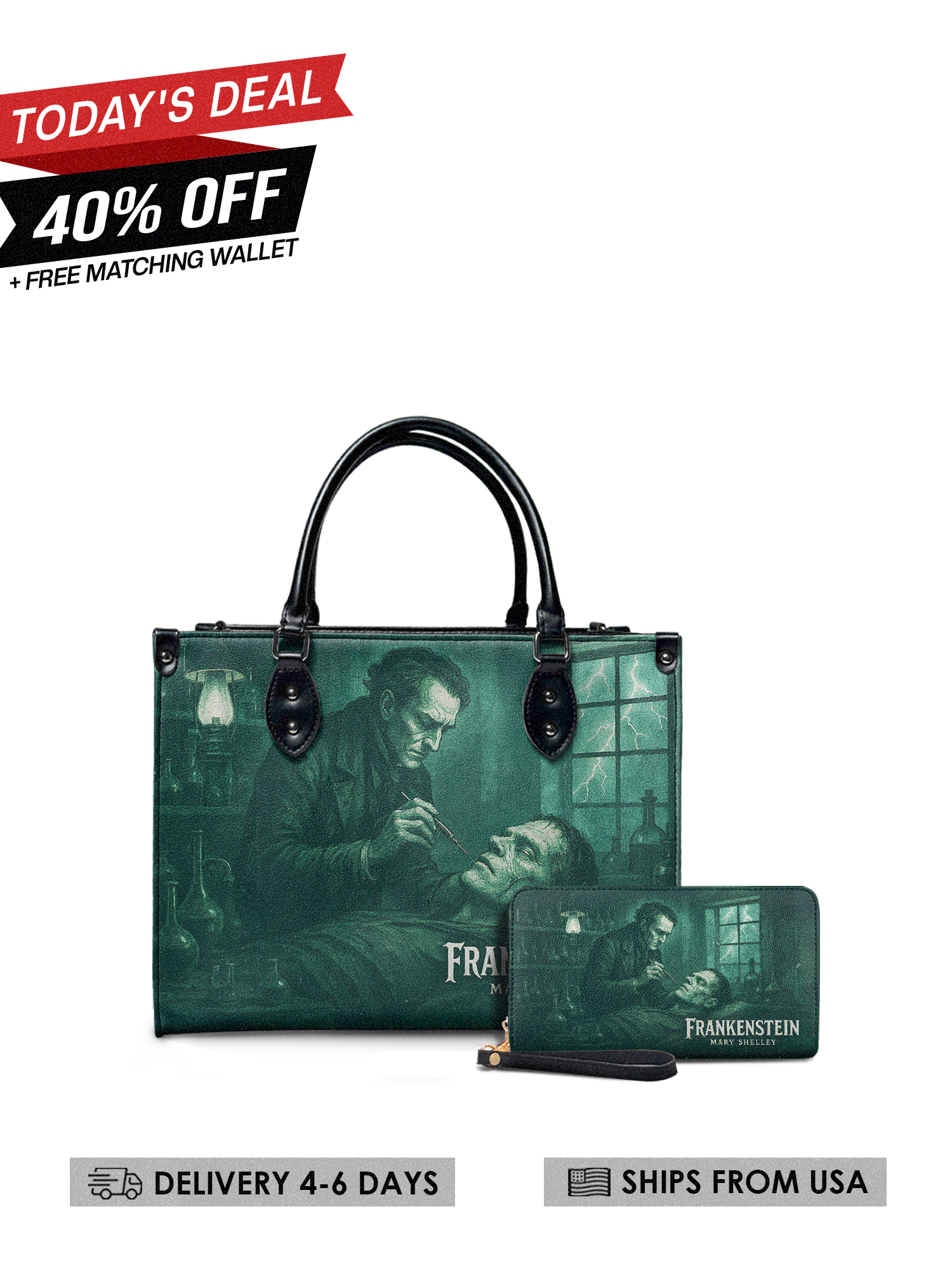 "Frankenstein" Mortuary Moss Leather Handbag Today's Deal