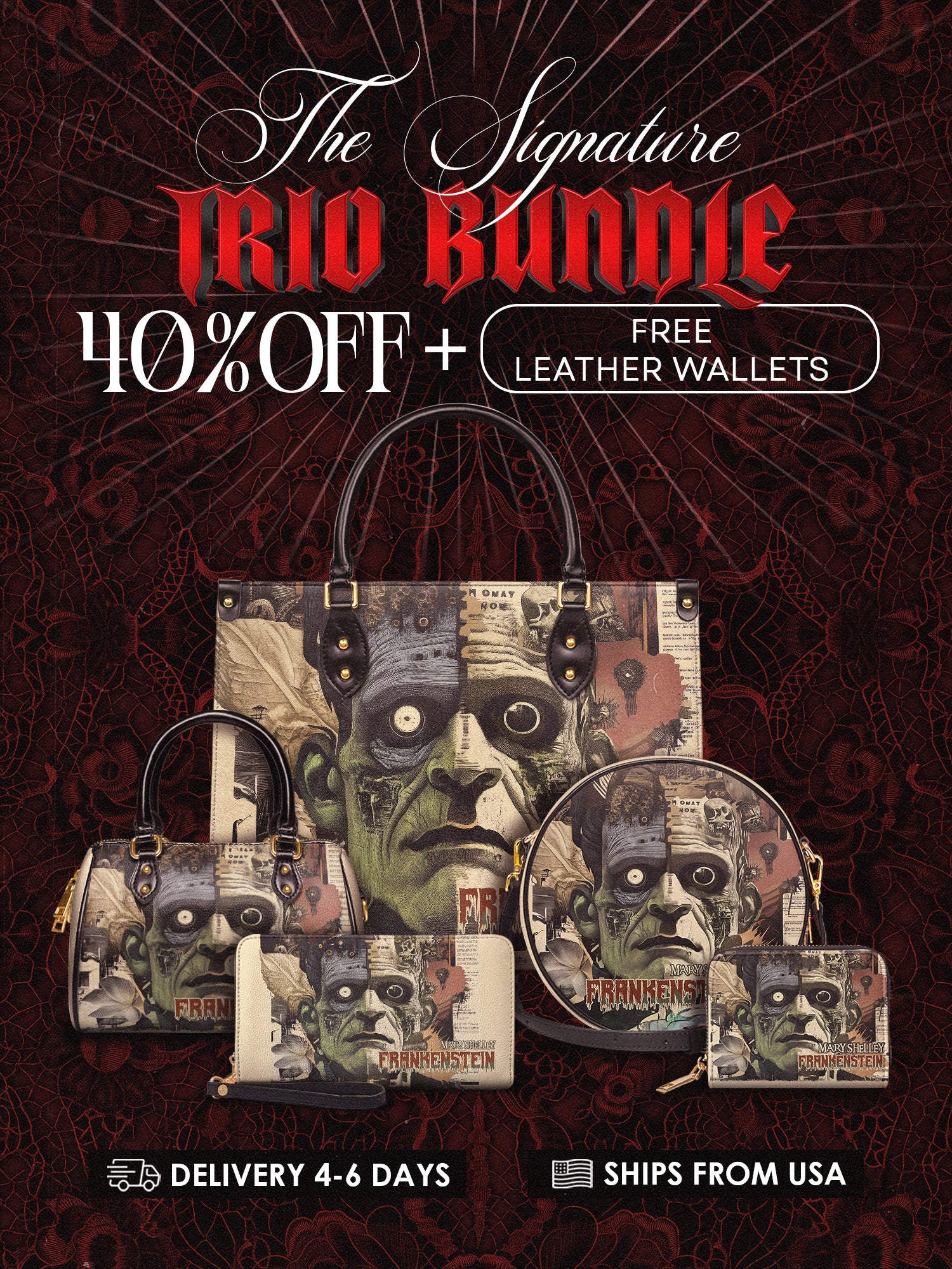 "Frankenstein" Old Parchment The Signature Trio Bundle