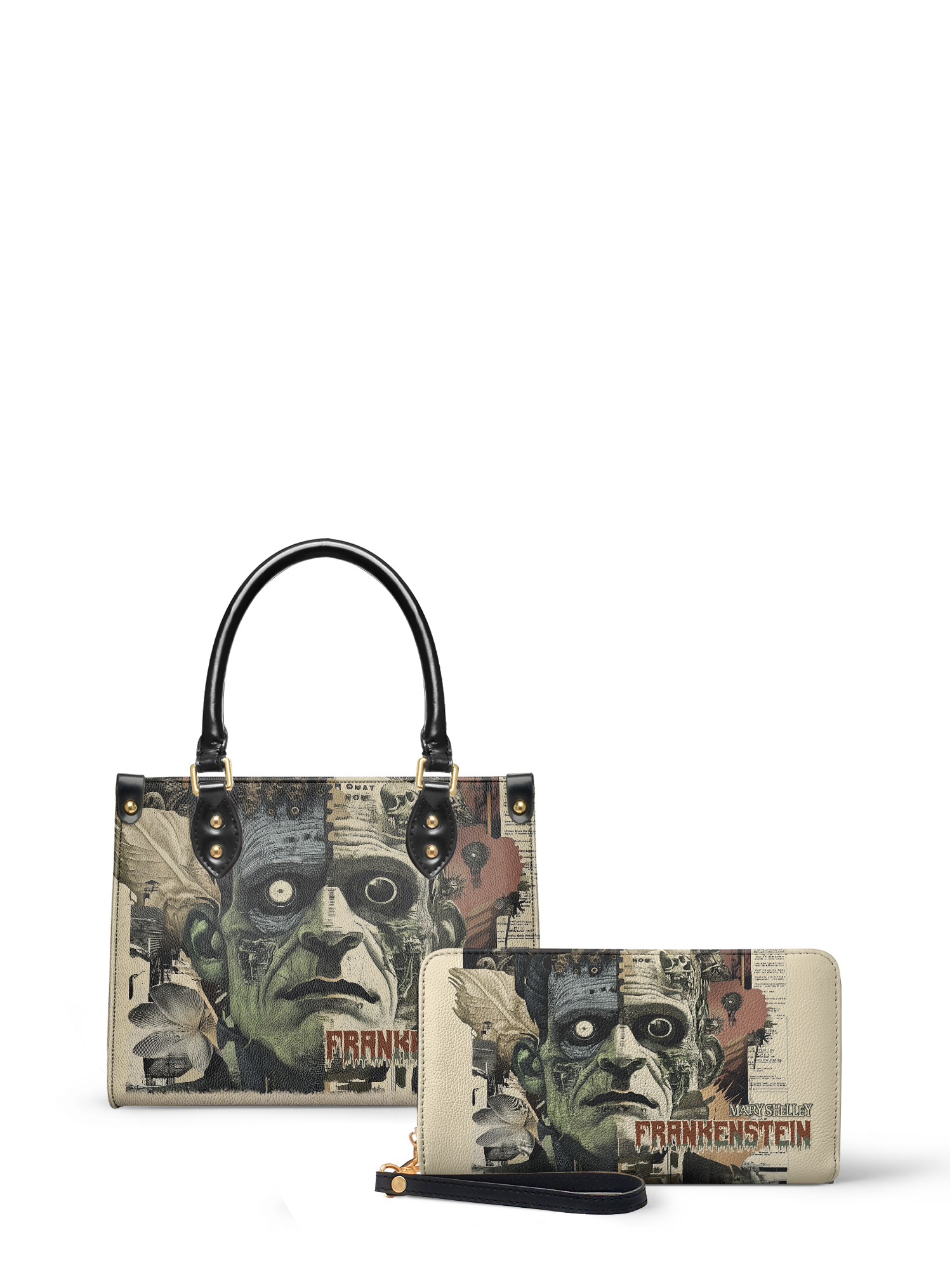 "Frankenstein" Old Parchment The Signature Trio Bundle (Small Leather Handbag)