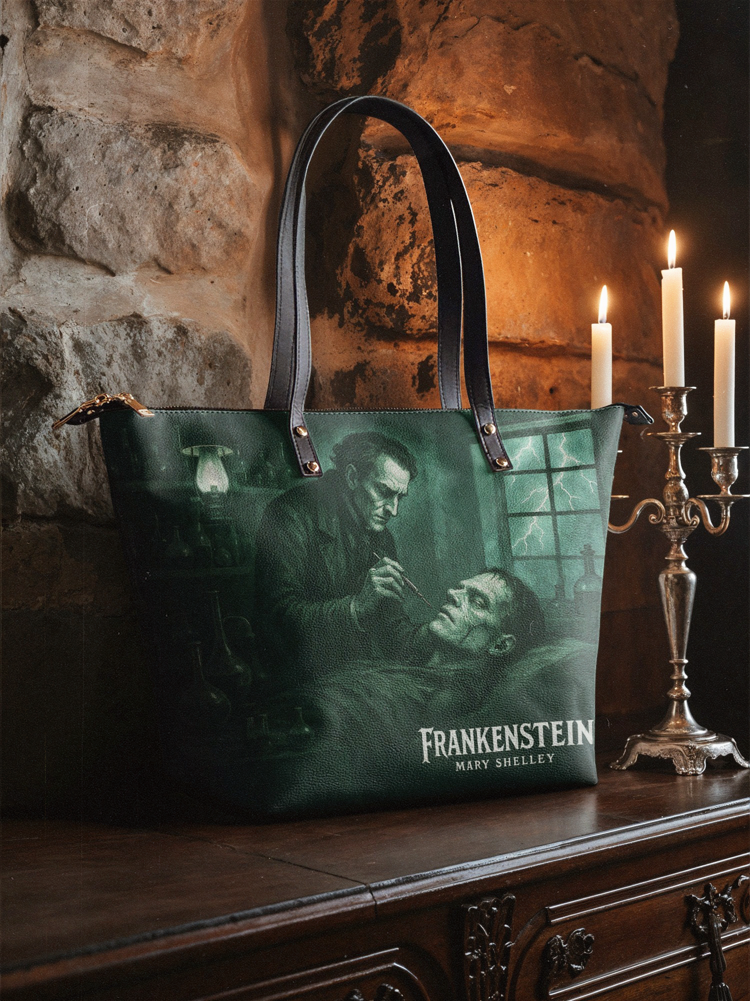 "Frankenstein" Mortuary Moss Leather Tote Bag Deal