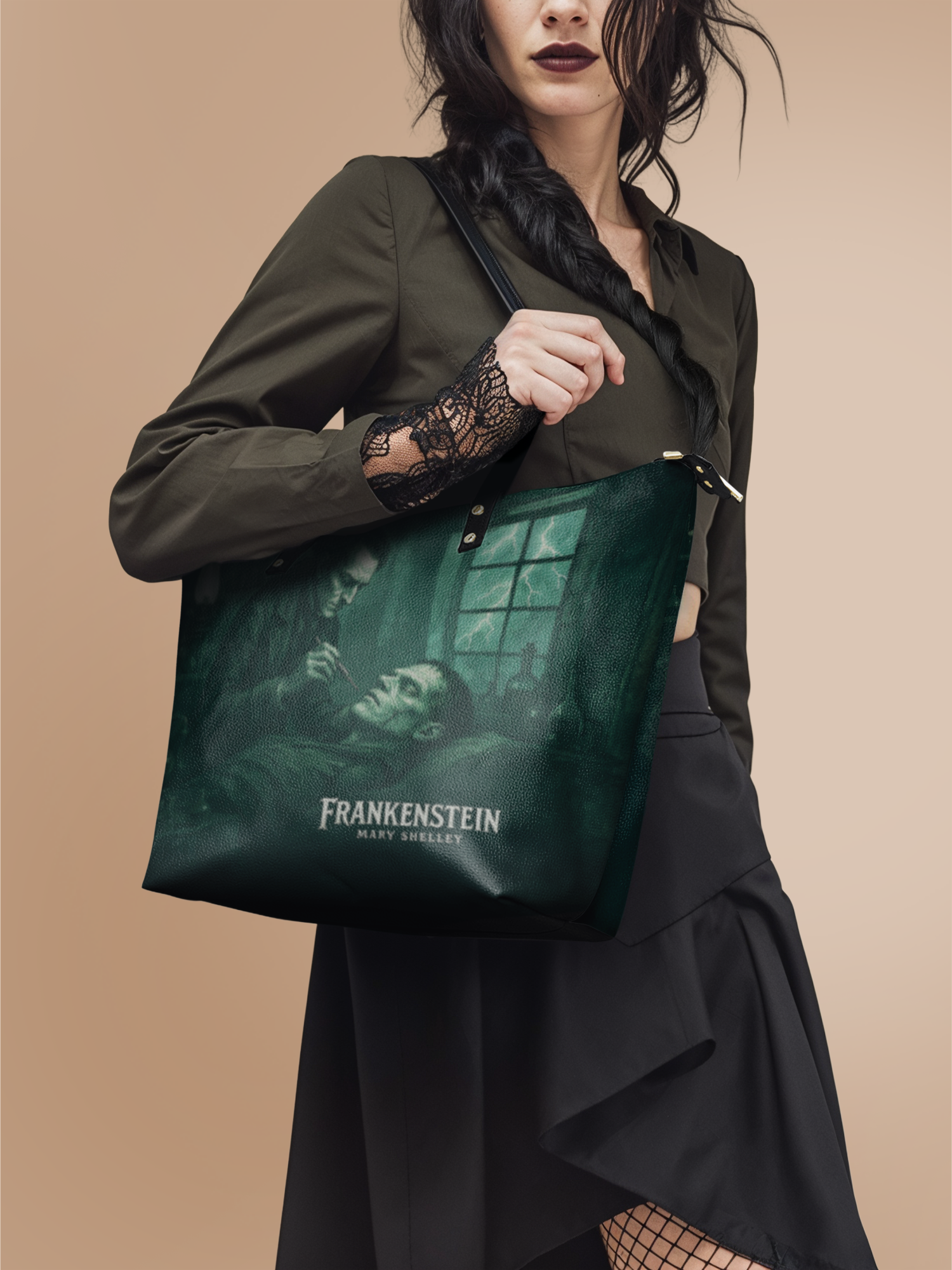 "Frankenstein" Mortuary Moss Leather Tote Bag Deal