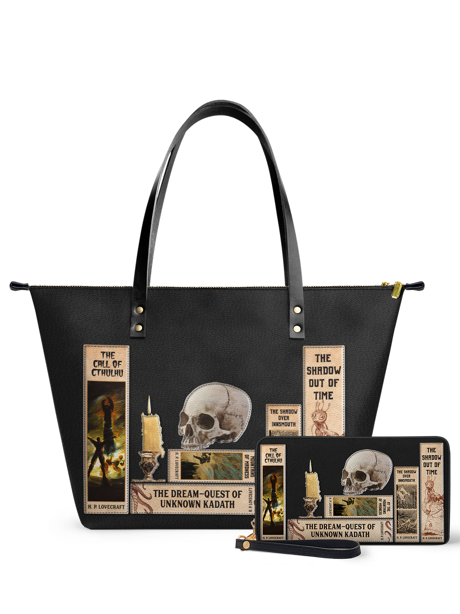 Lovecraftian Black Leather Tote Bag Deal