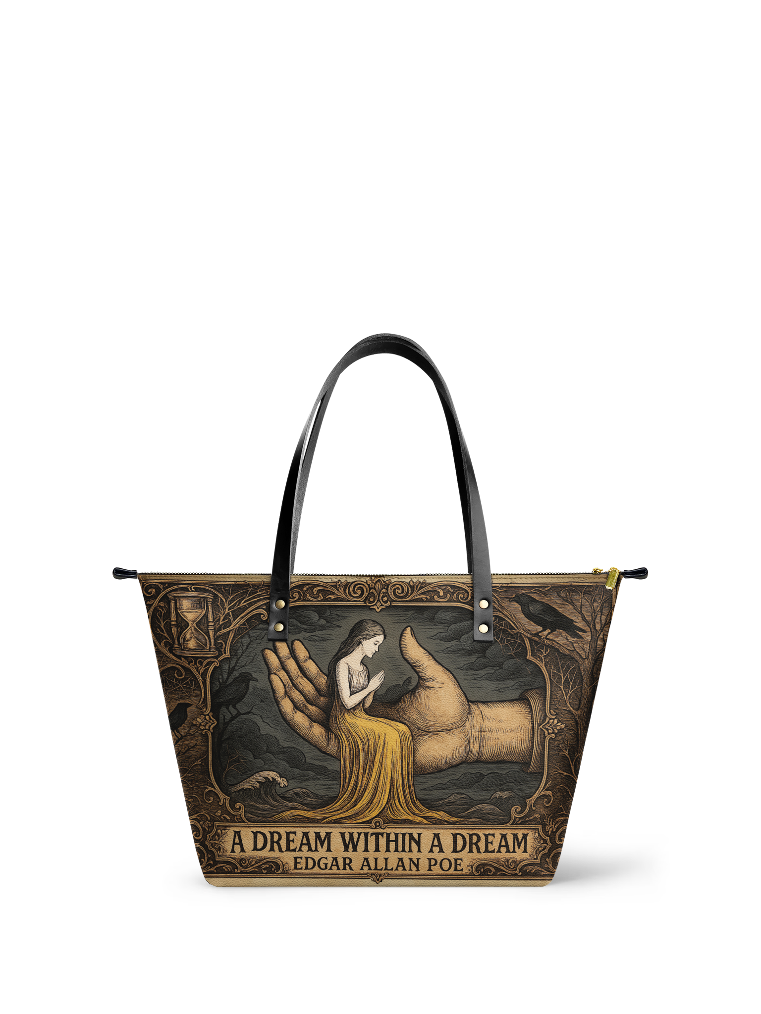 "A Dream Within A Dream" Leather Tote Bag