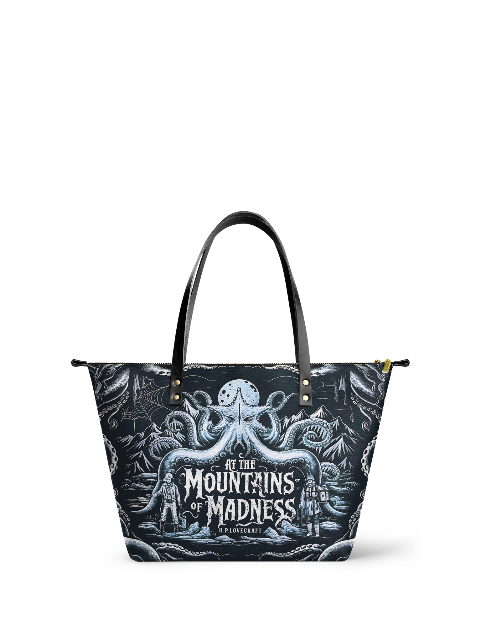 "At The Mountains Of Madness" Leather Tote Bag