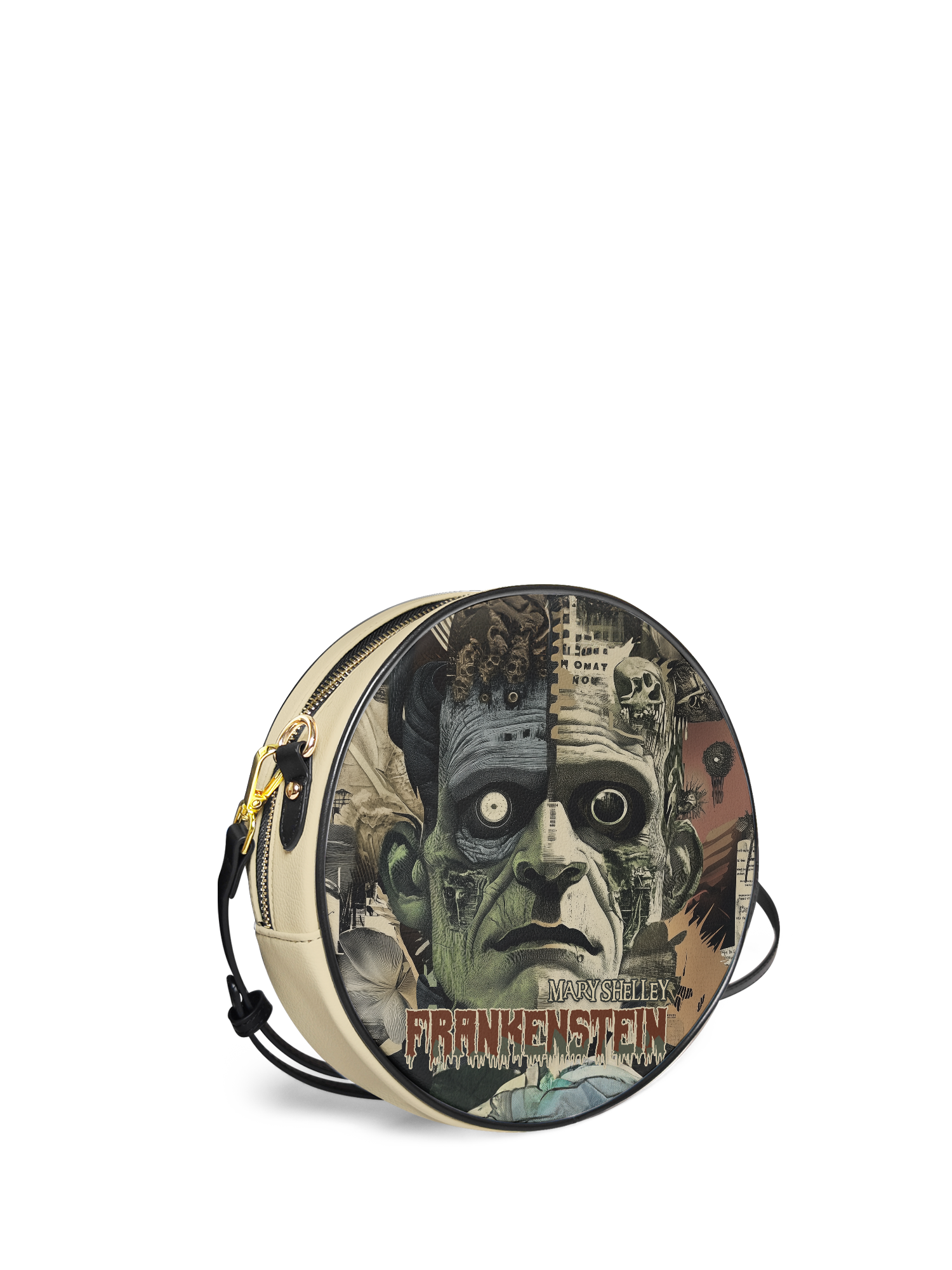 "Frankenstein" Old Parchment Circle Crossbody Bag
