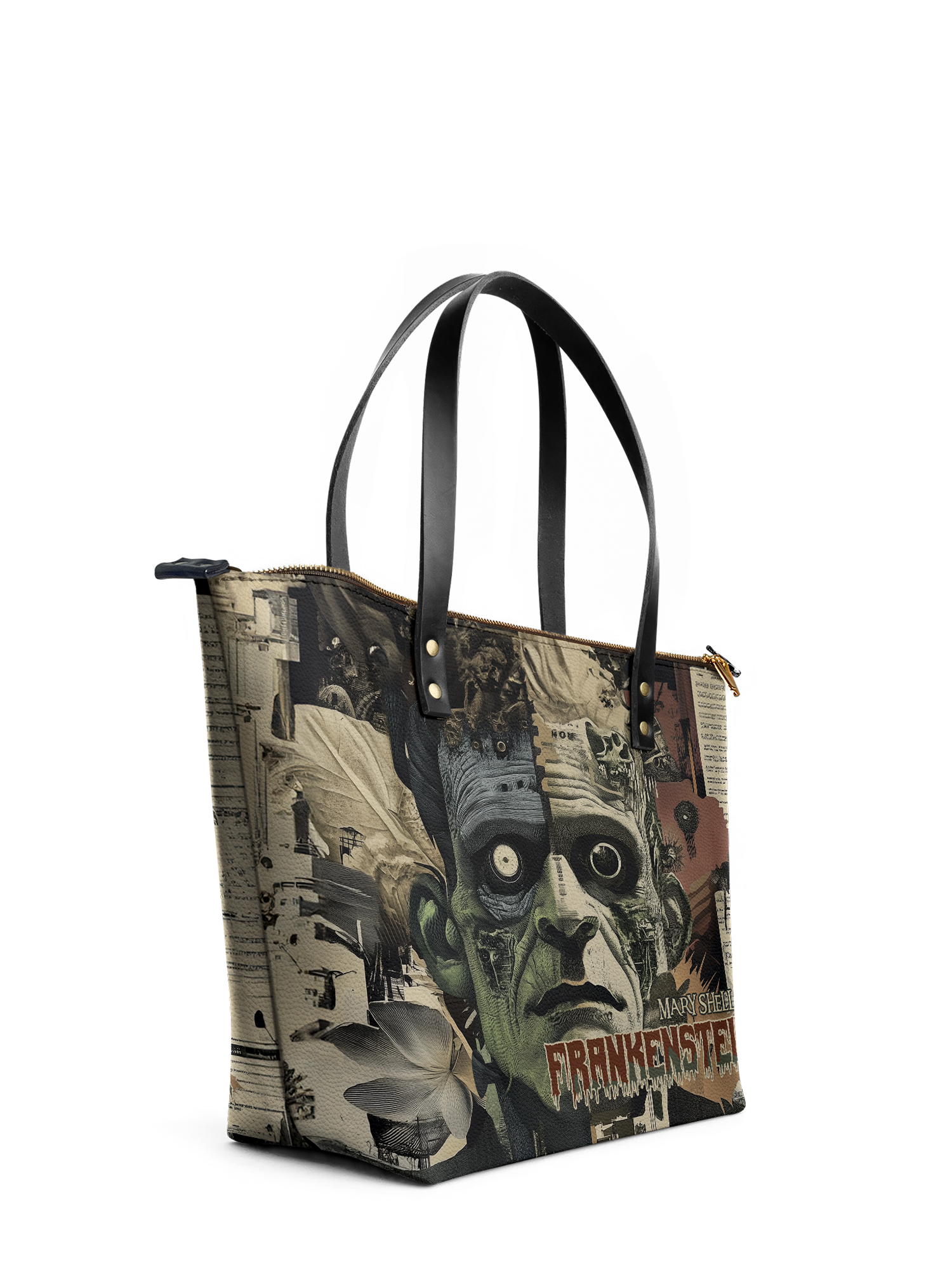 "Frankenstein" Old Parchment Leather Tote Bag
