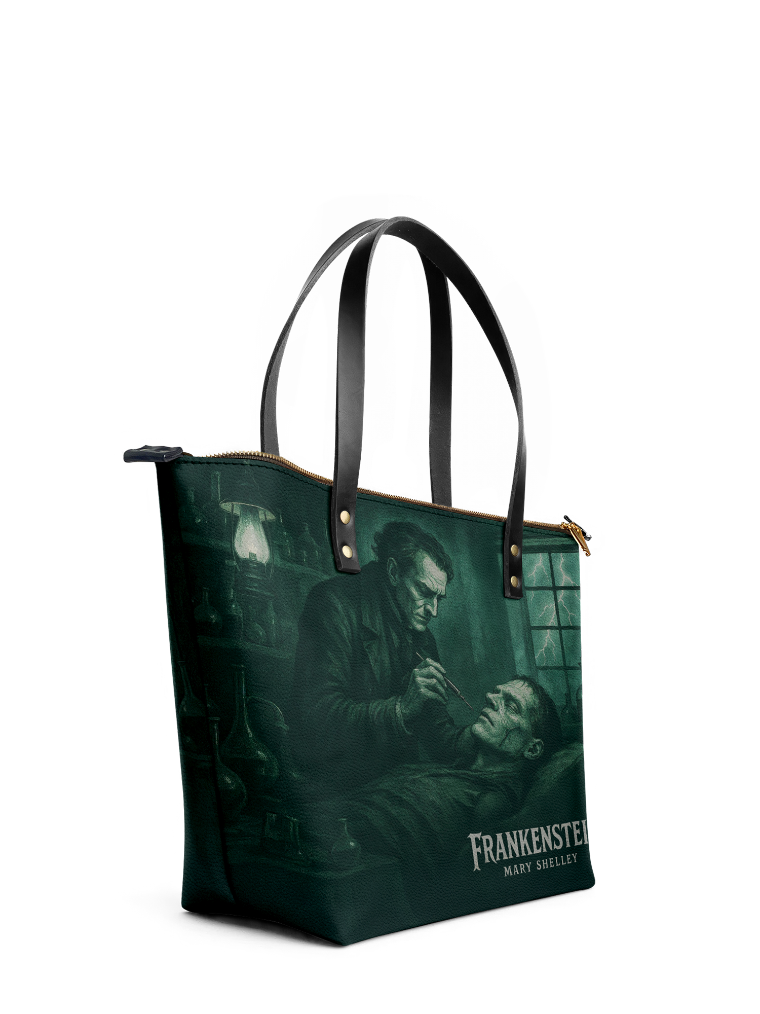 "Frankenstein" Mortuary Moss Leather Tote Bag Deal