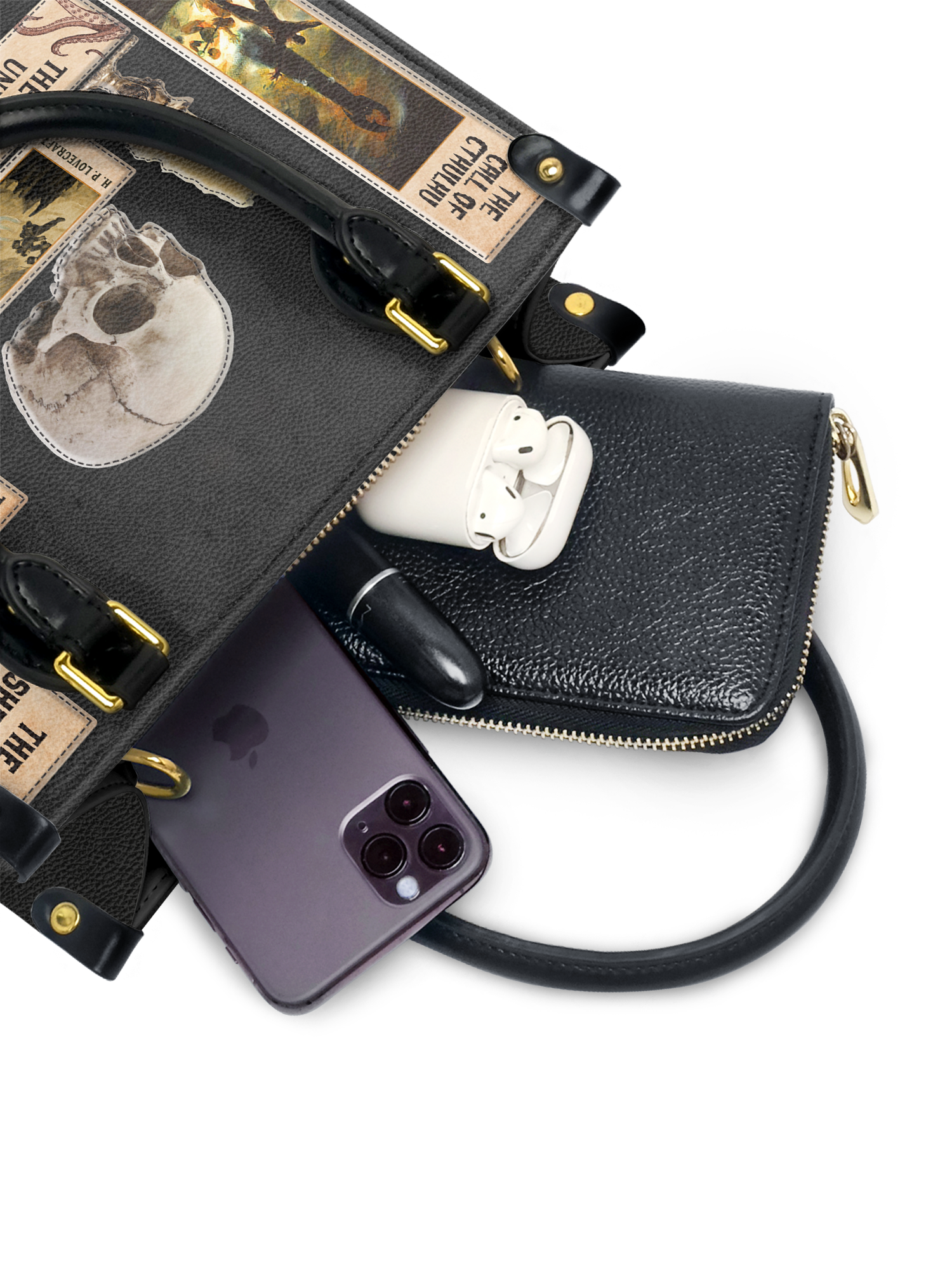 Lovecraftian Black Small Leather Handbag Deal