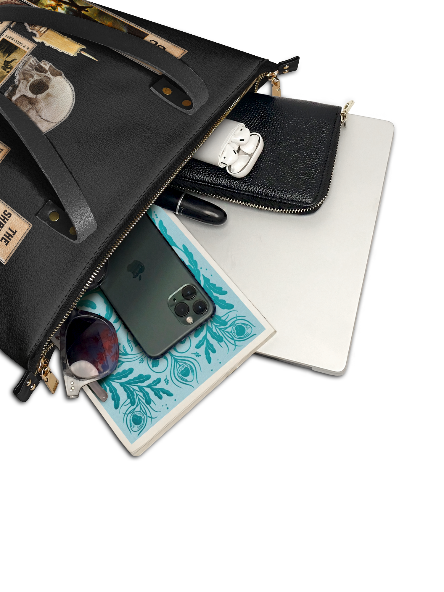 Lovecraftian Black Leather Tote Bag Deal