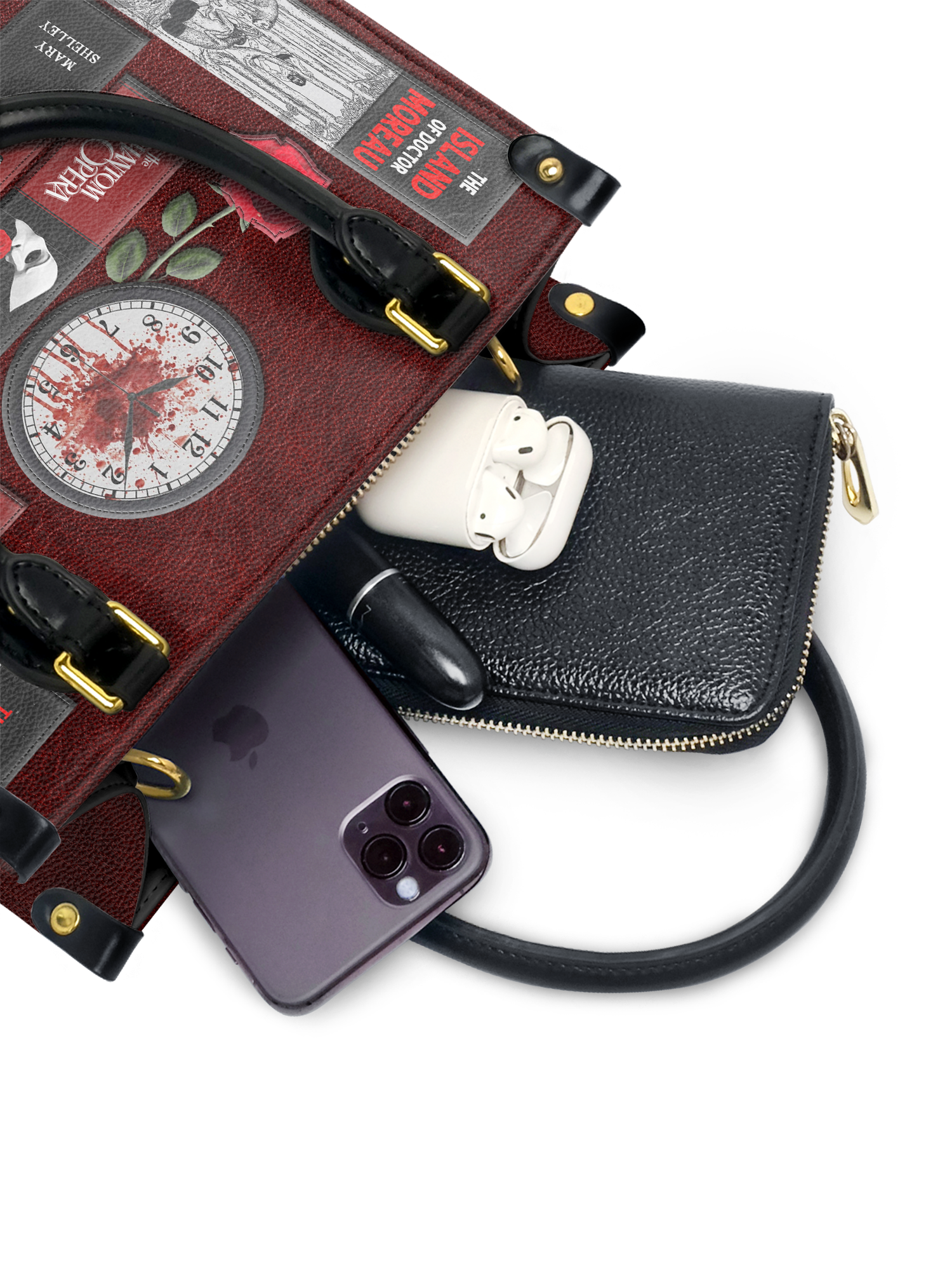 "The Crimson Codex" Small Leather Handbag