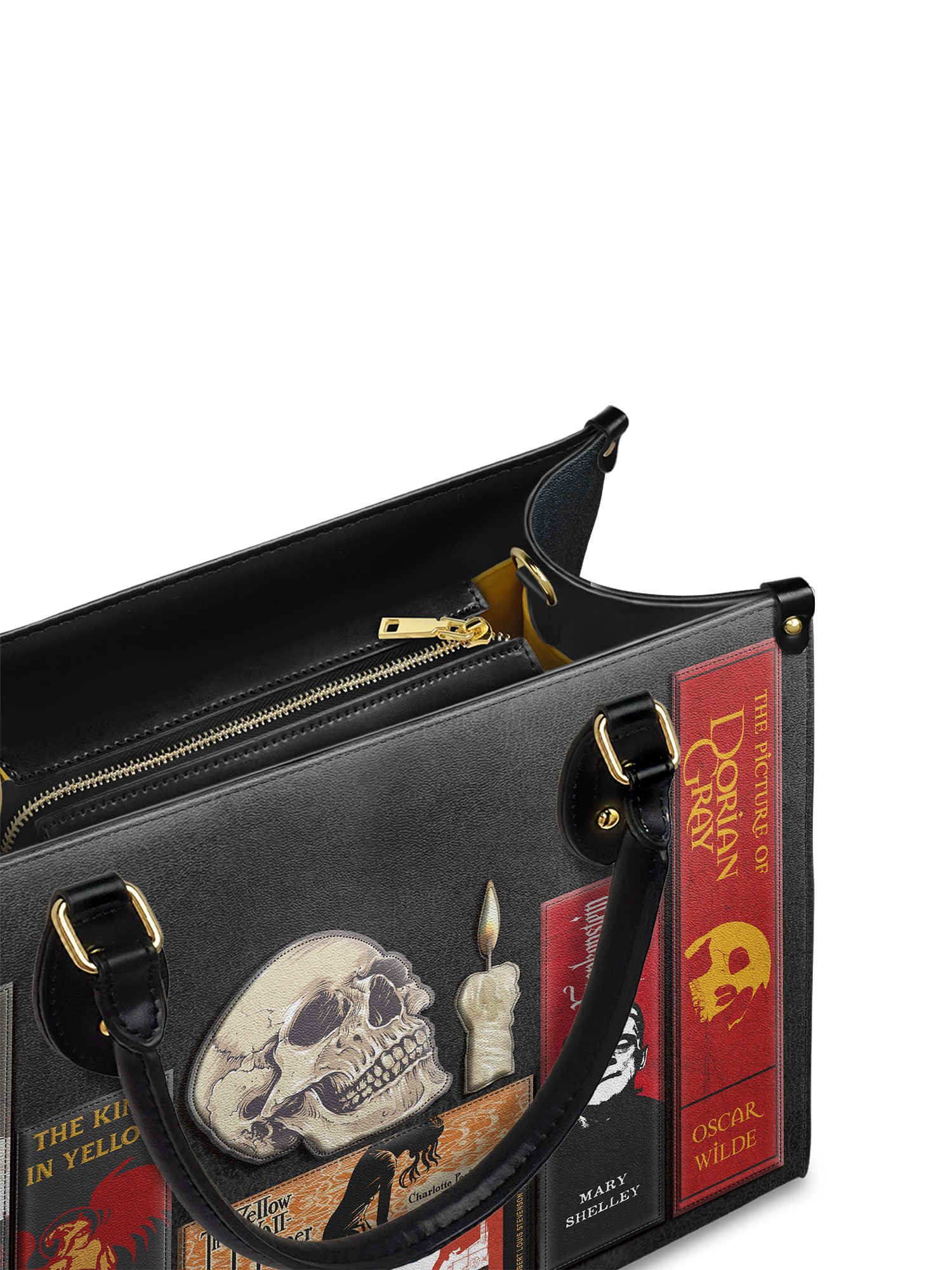 "The Codex of Gothic Tales" Deadlight Black Leather Handbag
