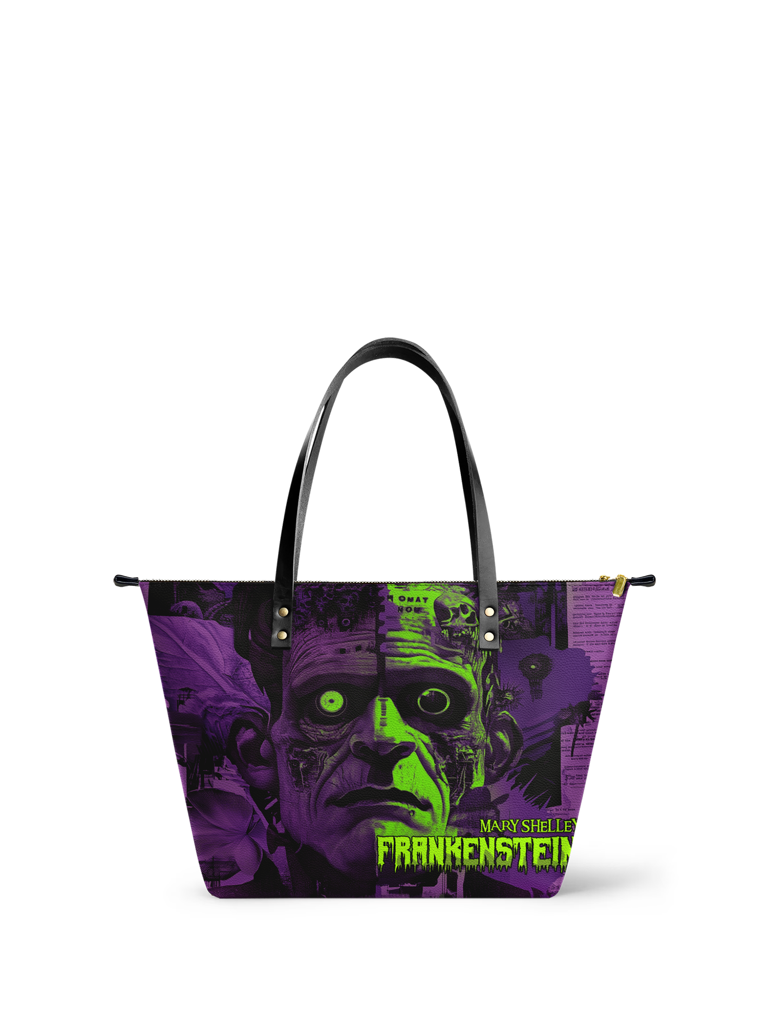 "Frankenstein" Lablight Violet Leather Tote Bag