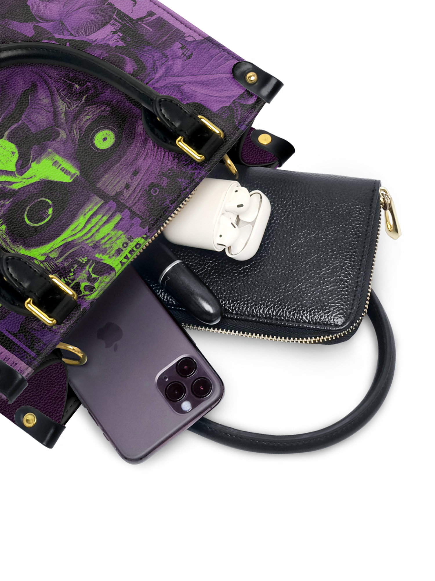 "Frankenstein" Lablight Violet Small Leather Handbag