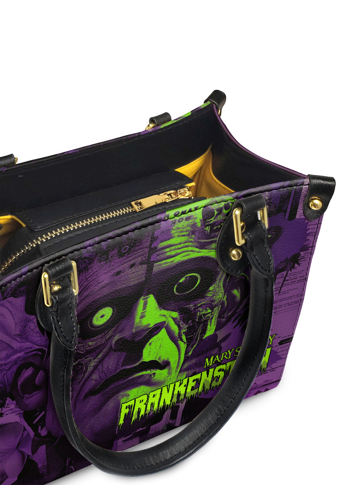 "Frankenstein" Lablight Violet Small Leather Handbag