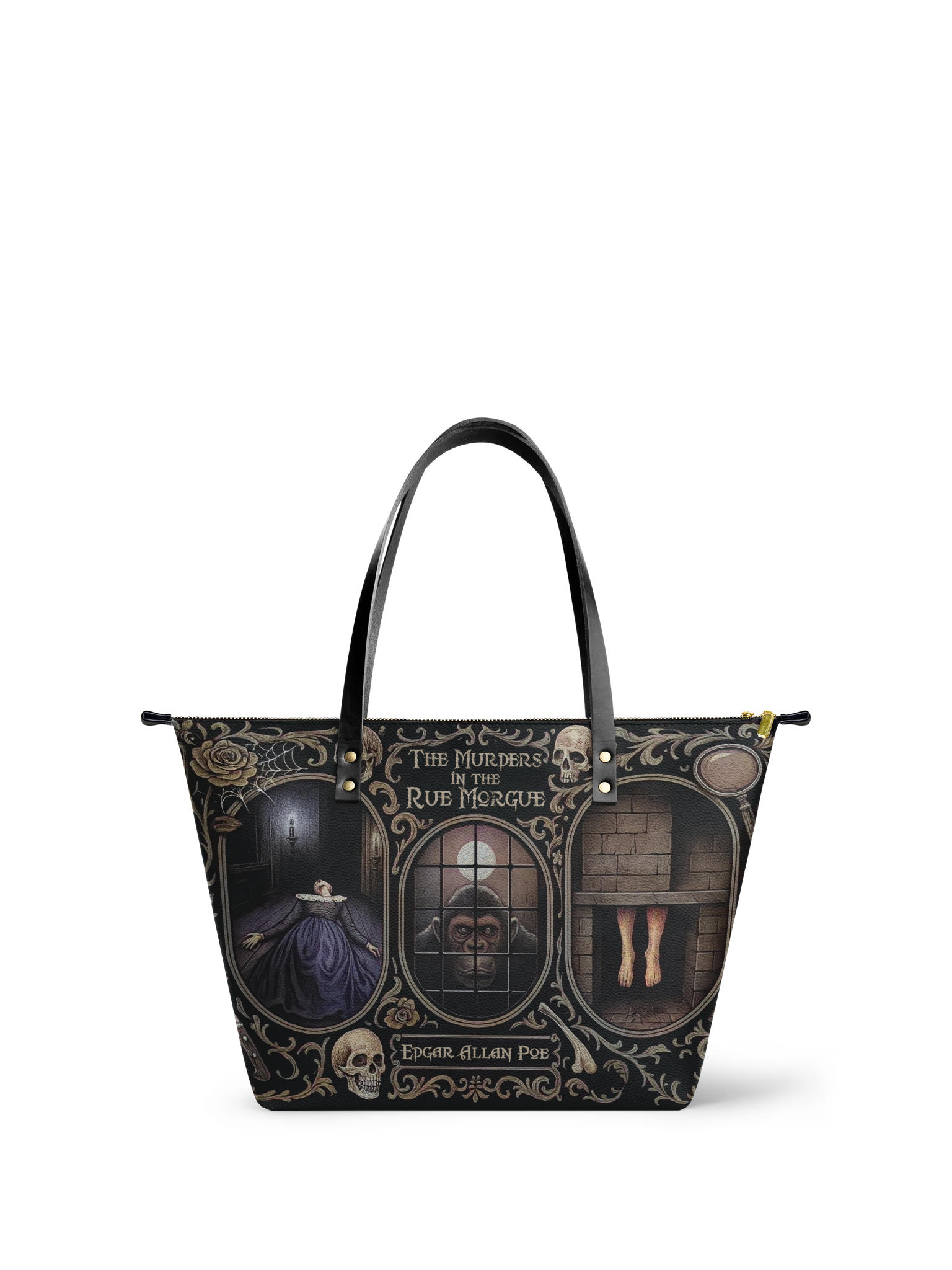 "The Murders In The Rue Morgue" Leather Tote Bag