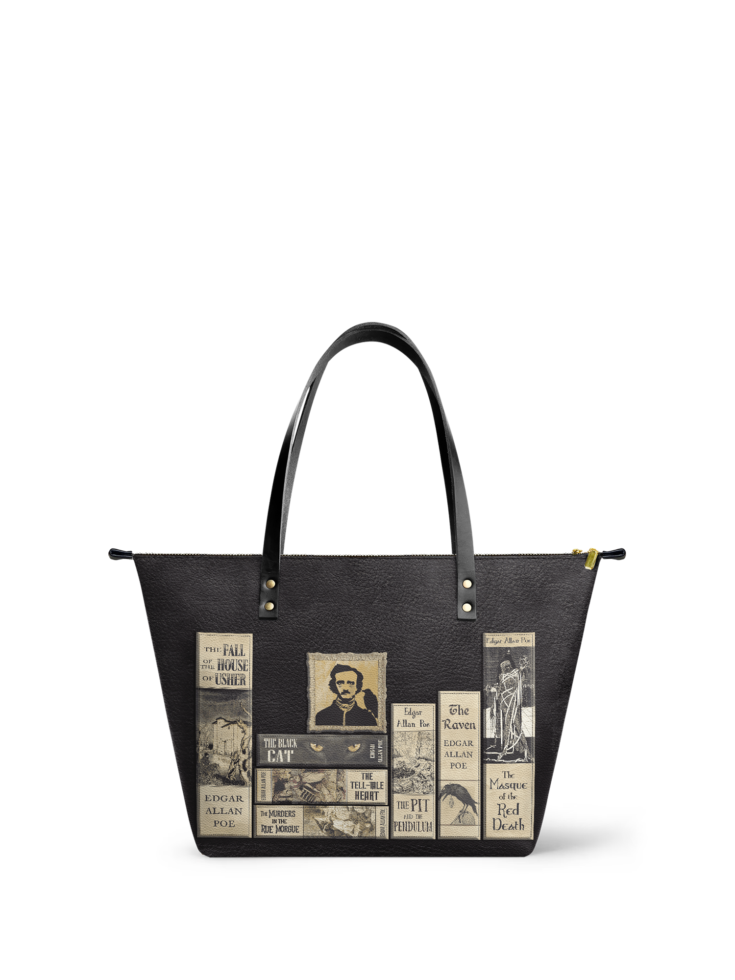 "Poe's Library" Ashen Black Leather Tote Bag Deal