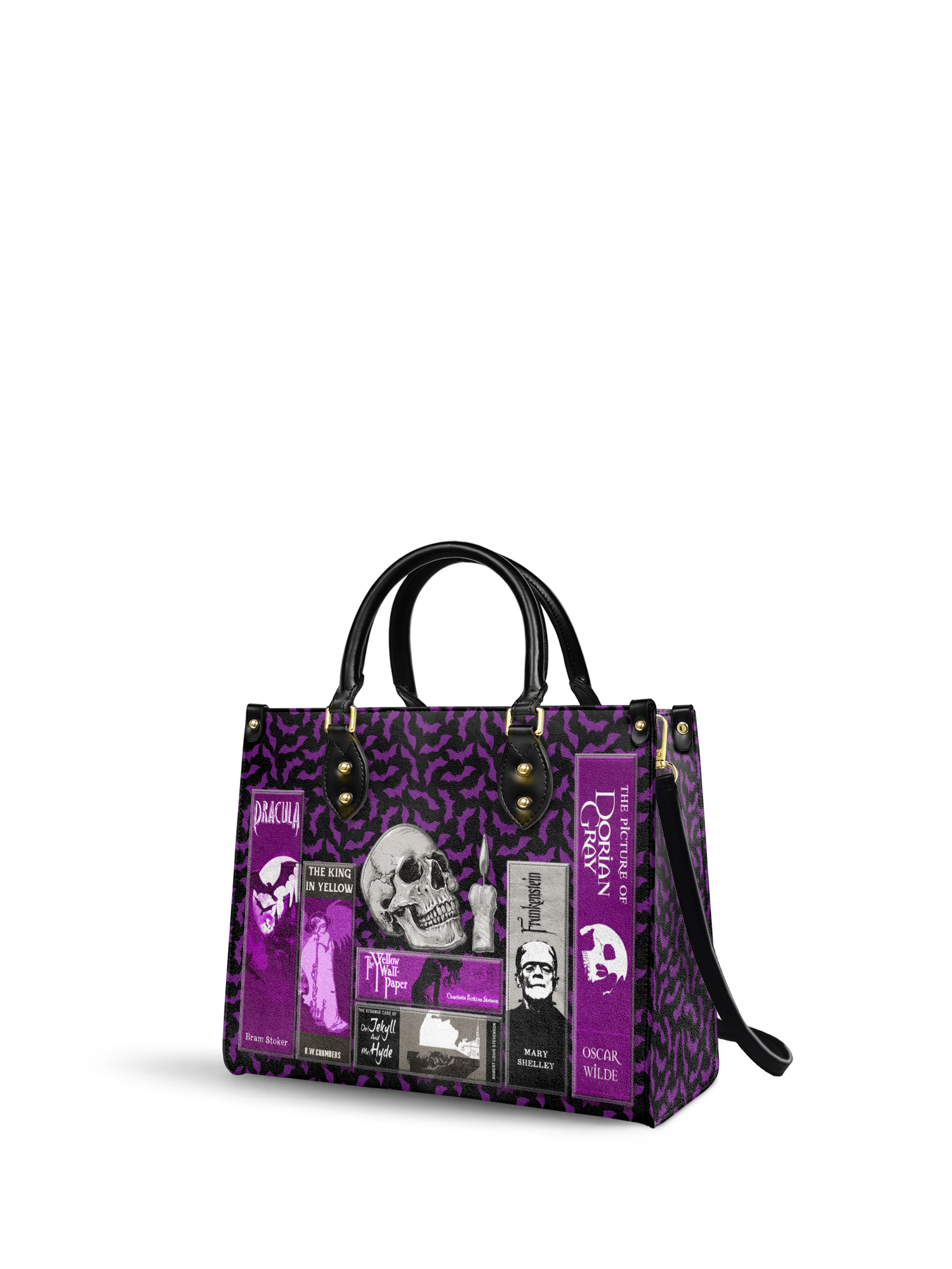 "The Codex of Gothic Tales" Violet Echo Leather Handbag