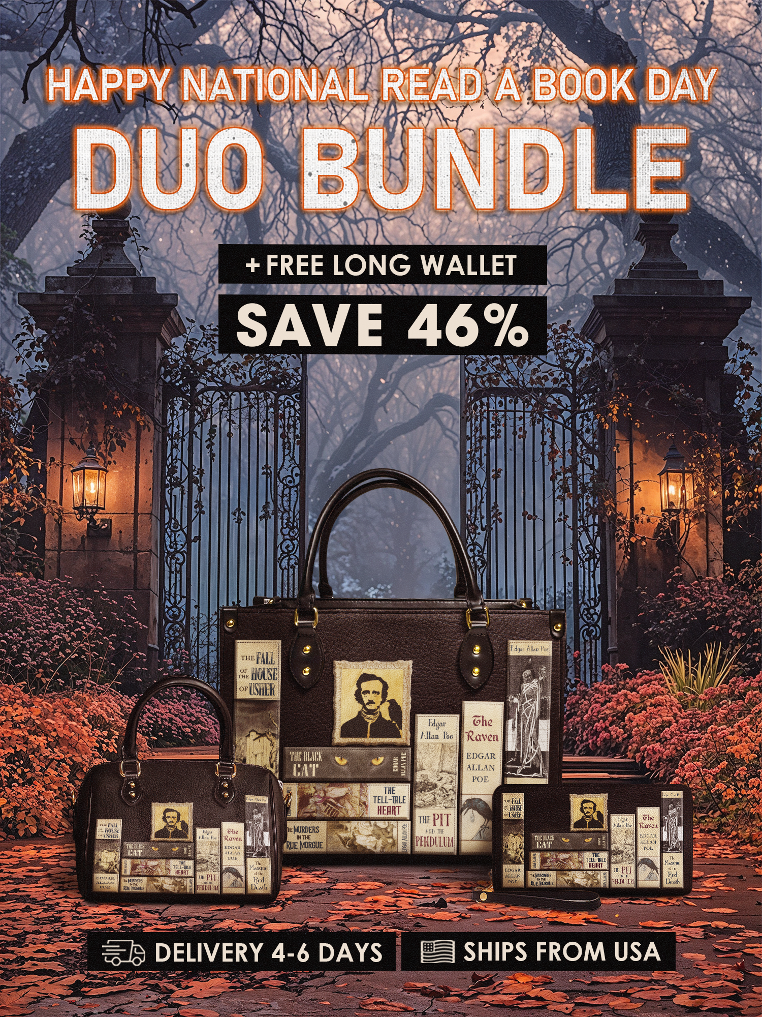 "Poe's Library" Ashen Black National Read A Book Day Bundle