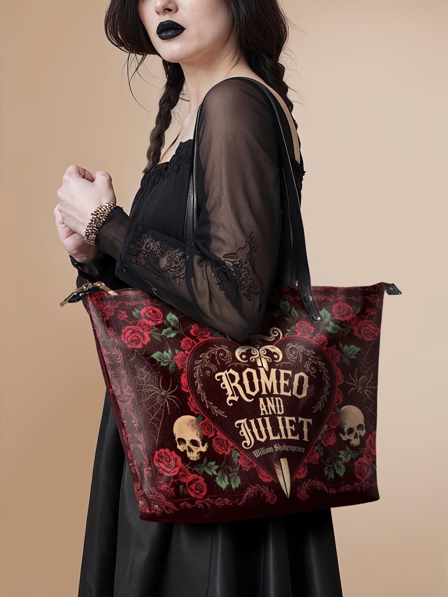 "Romeo And Juliet" Poison Rose Leather Tote Bag Deal