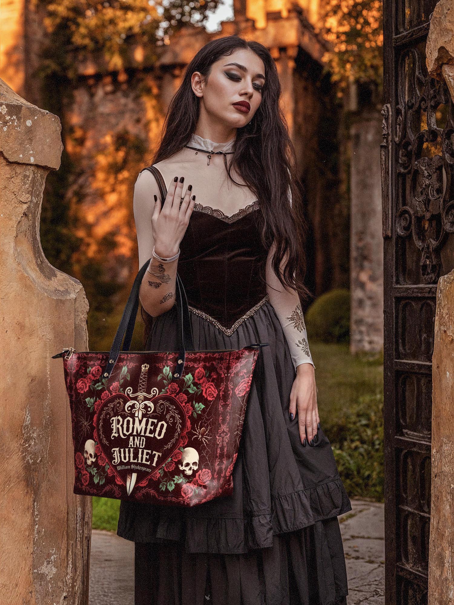 "Romeo And Juliet" Poison Rose Leather Tote Bag Deal