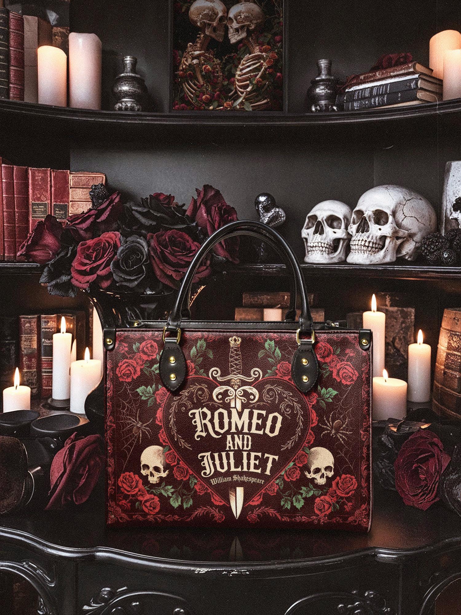 "Romeo And Juliet" Poison Rose Leather Handbag Deal