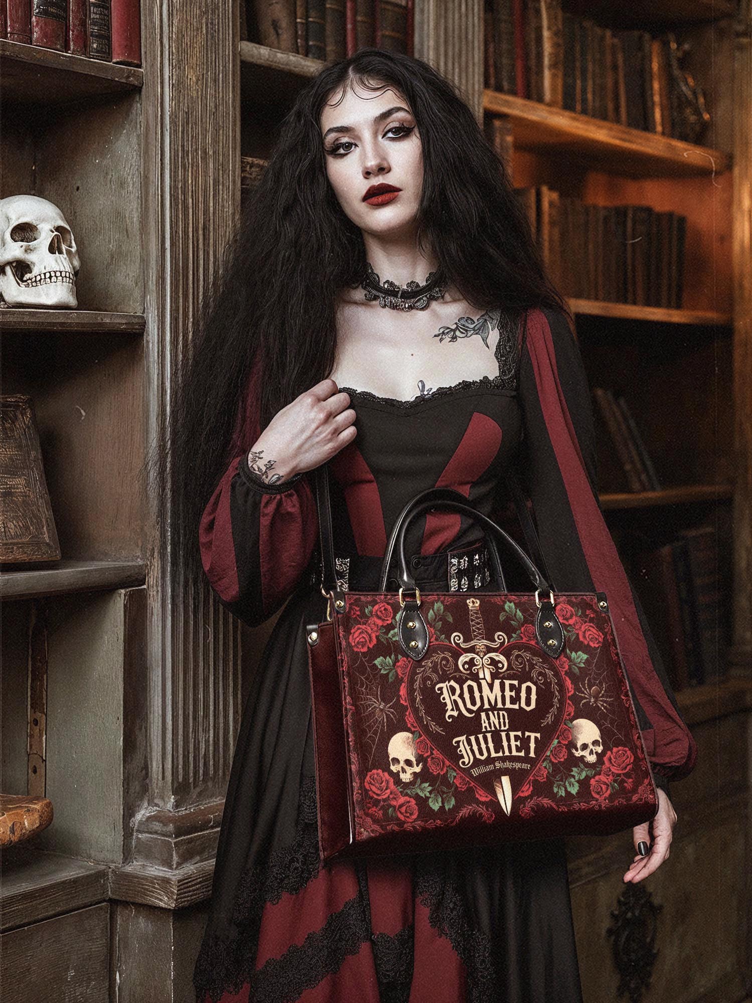 "Romeo And Juliet" Poison Rose Leather Handbag Deal