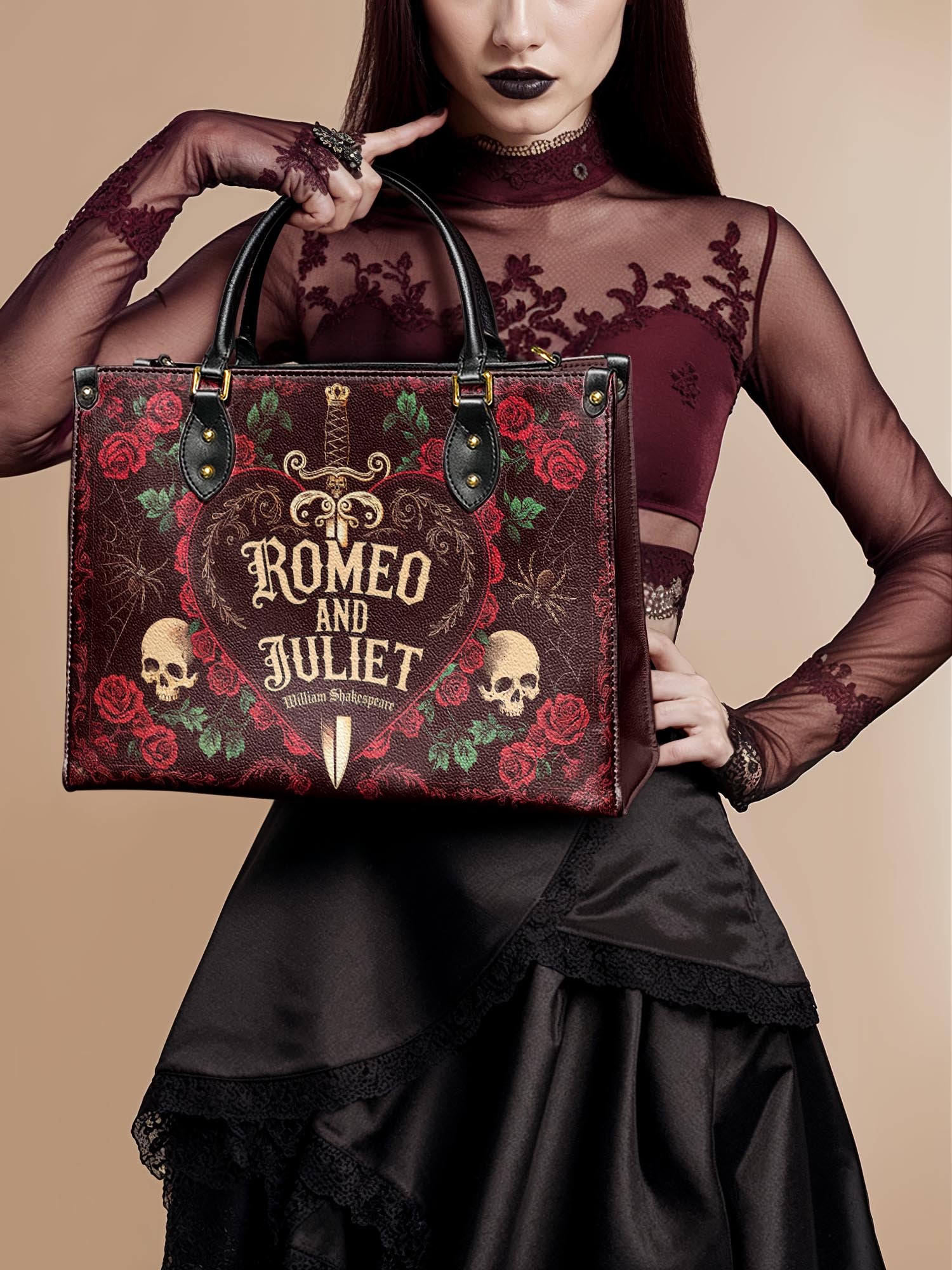 "Romeo And Juliet" Poison Rose Leather Handbag Deal