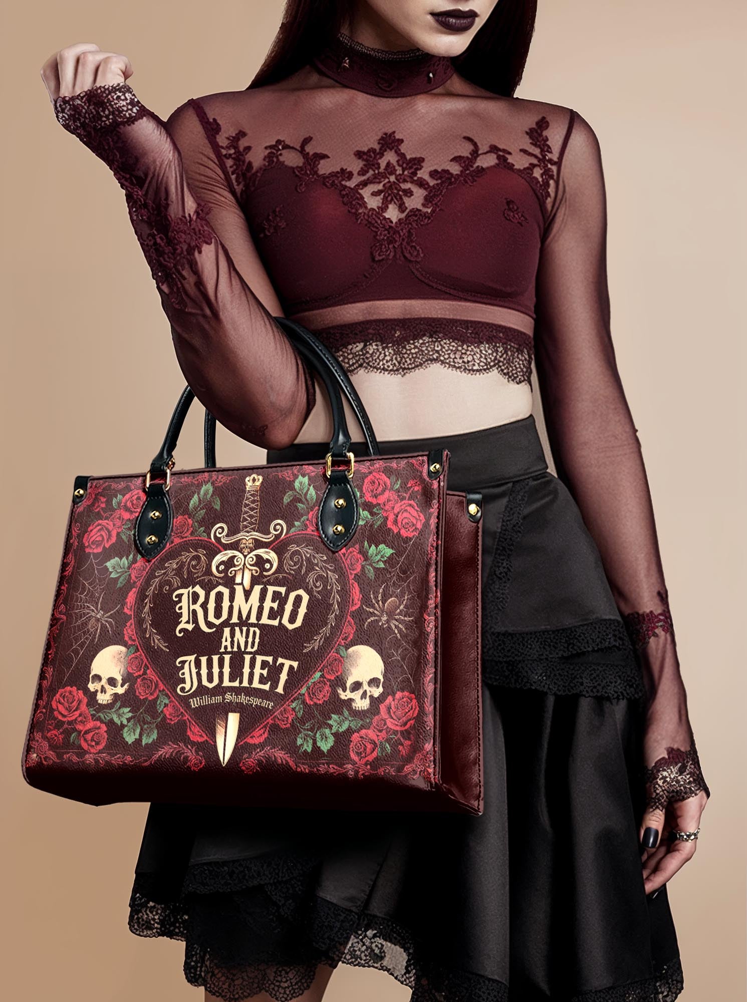 "Romeo And Juliet" Poison Rose Leather Handbag