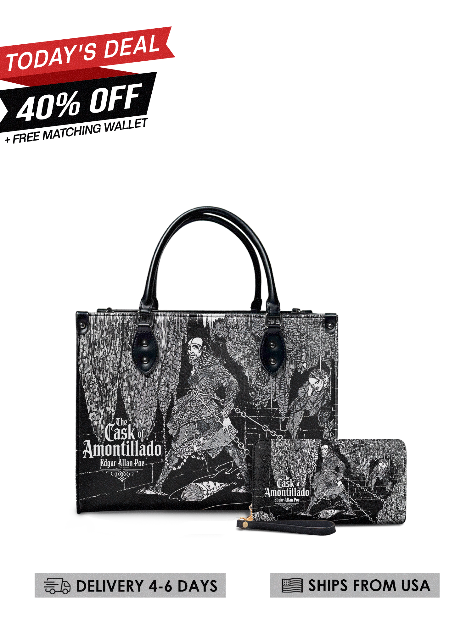 "The Cask Of Amontillado" Leather Handbag Today's Deal