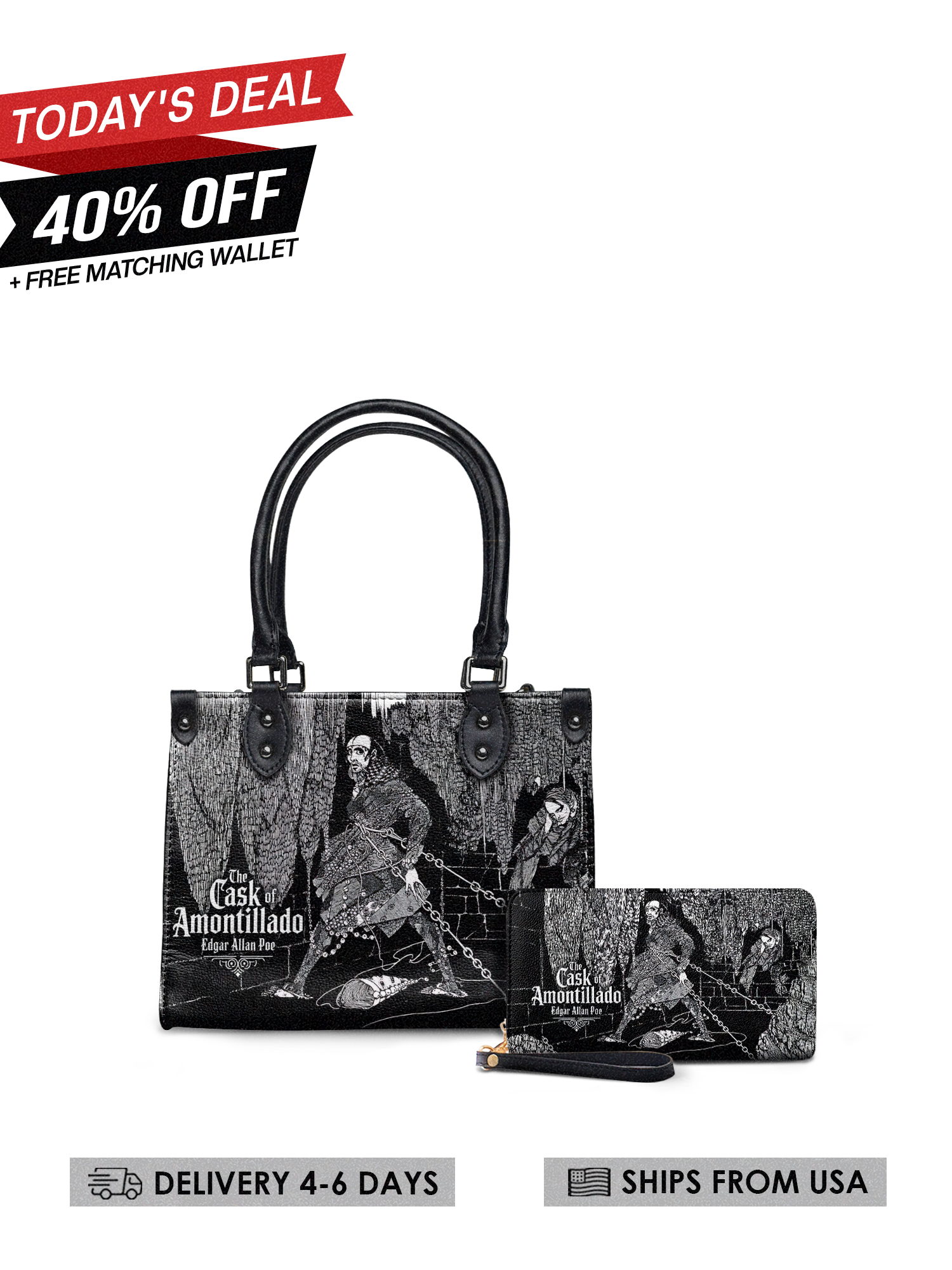 "The Cask Of Amontillado" Small Leather Handbag Today's Deal