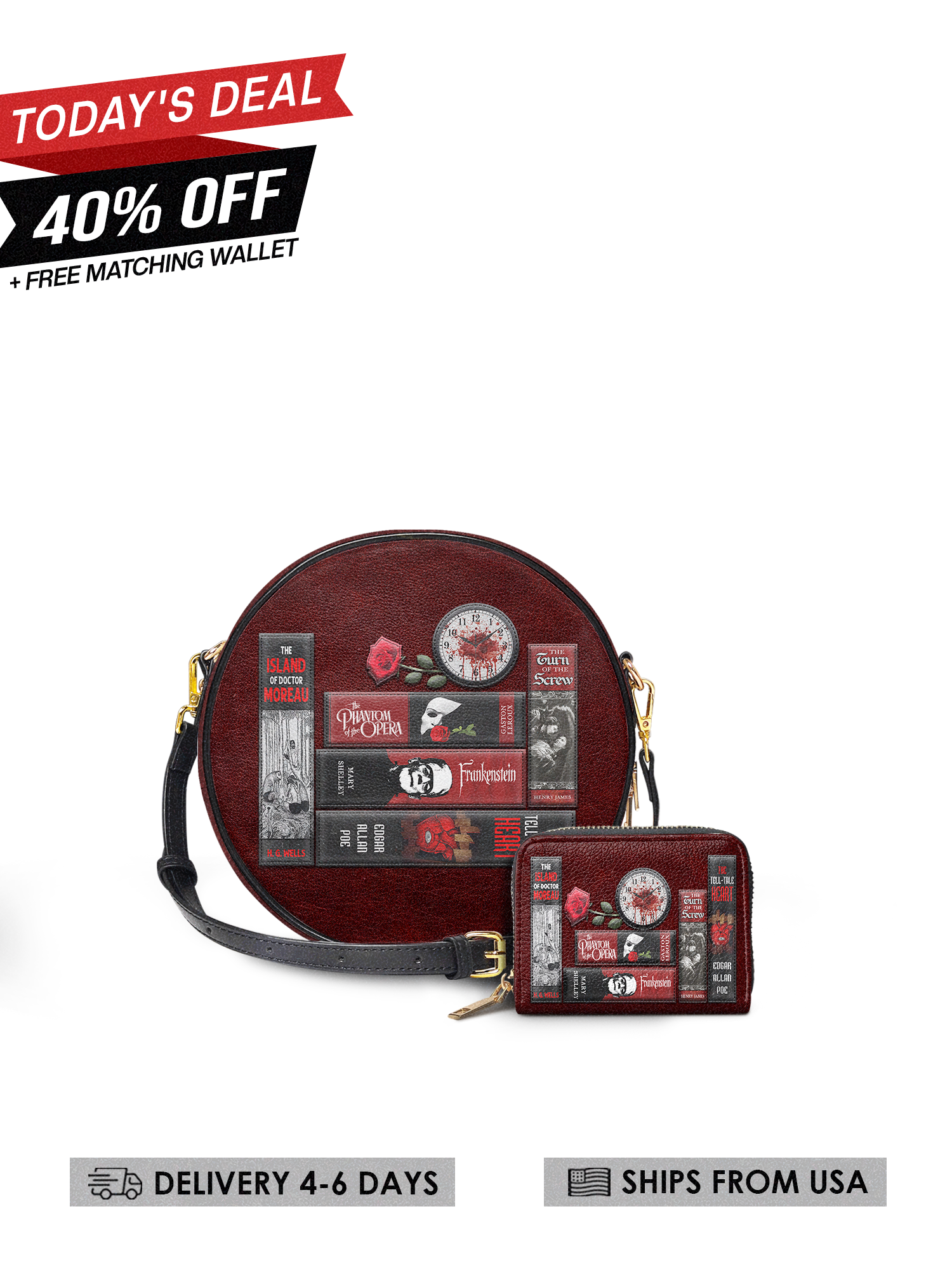 "The Crimson Codex" Circle Crossbody Bag Today's Deal