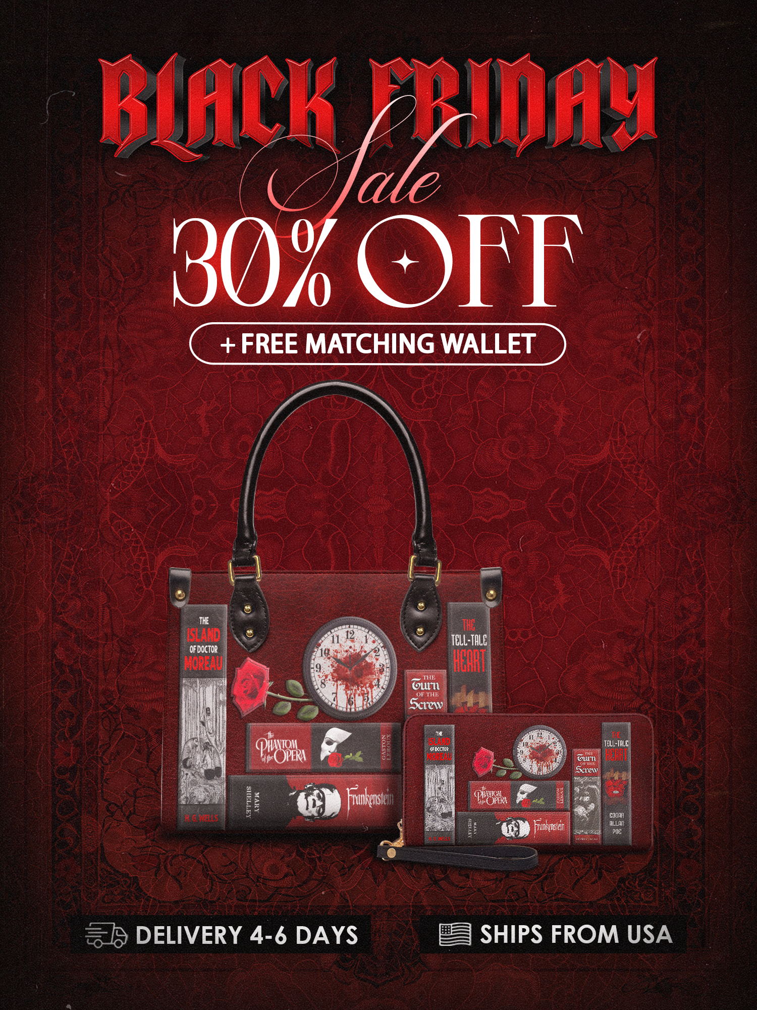 "The Crimson Codex" Small Leather Handbag Deal