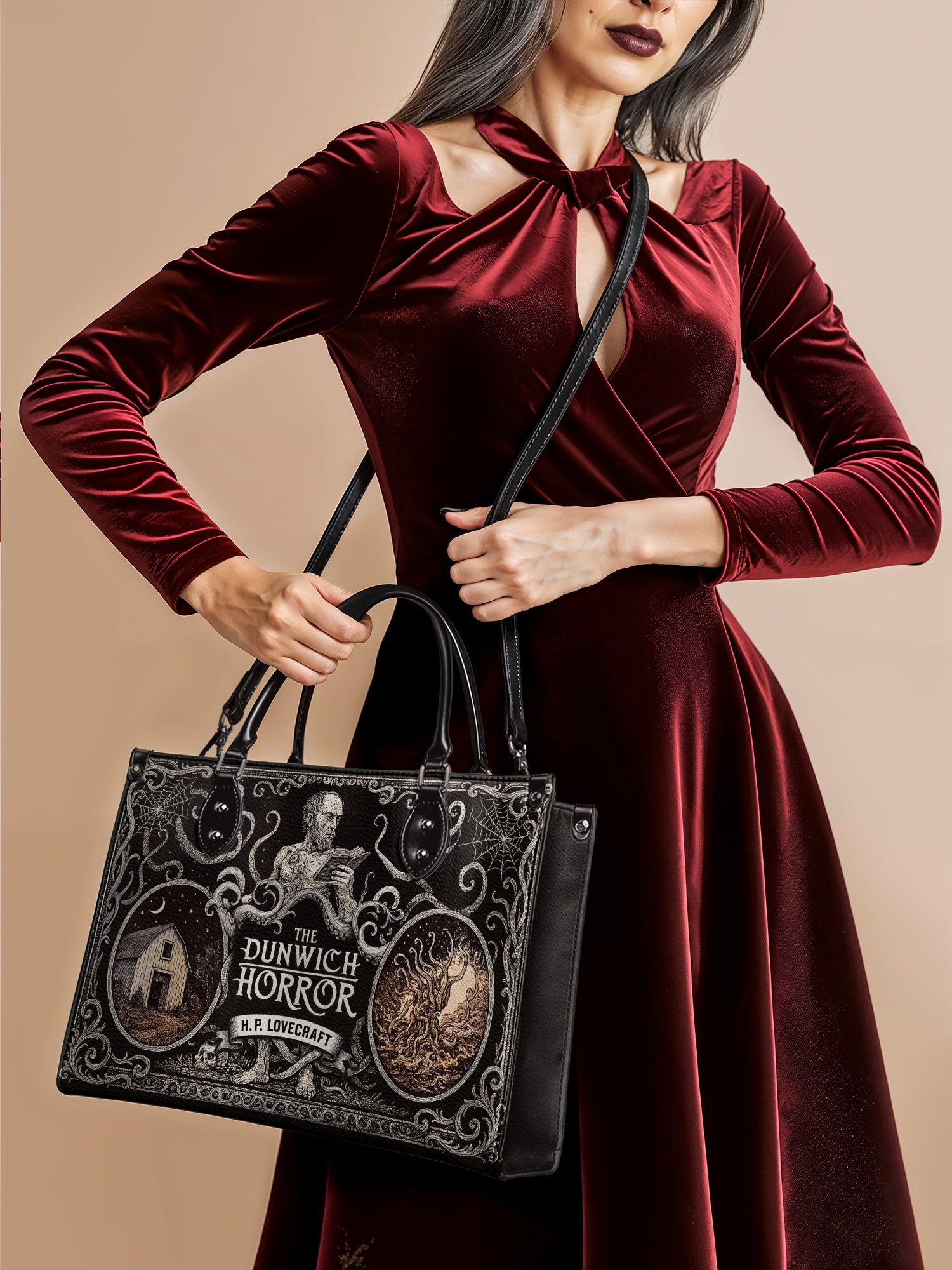 "The Dunwich Horror" - Black Interior - Leather Handbag