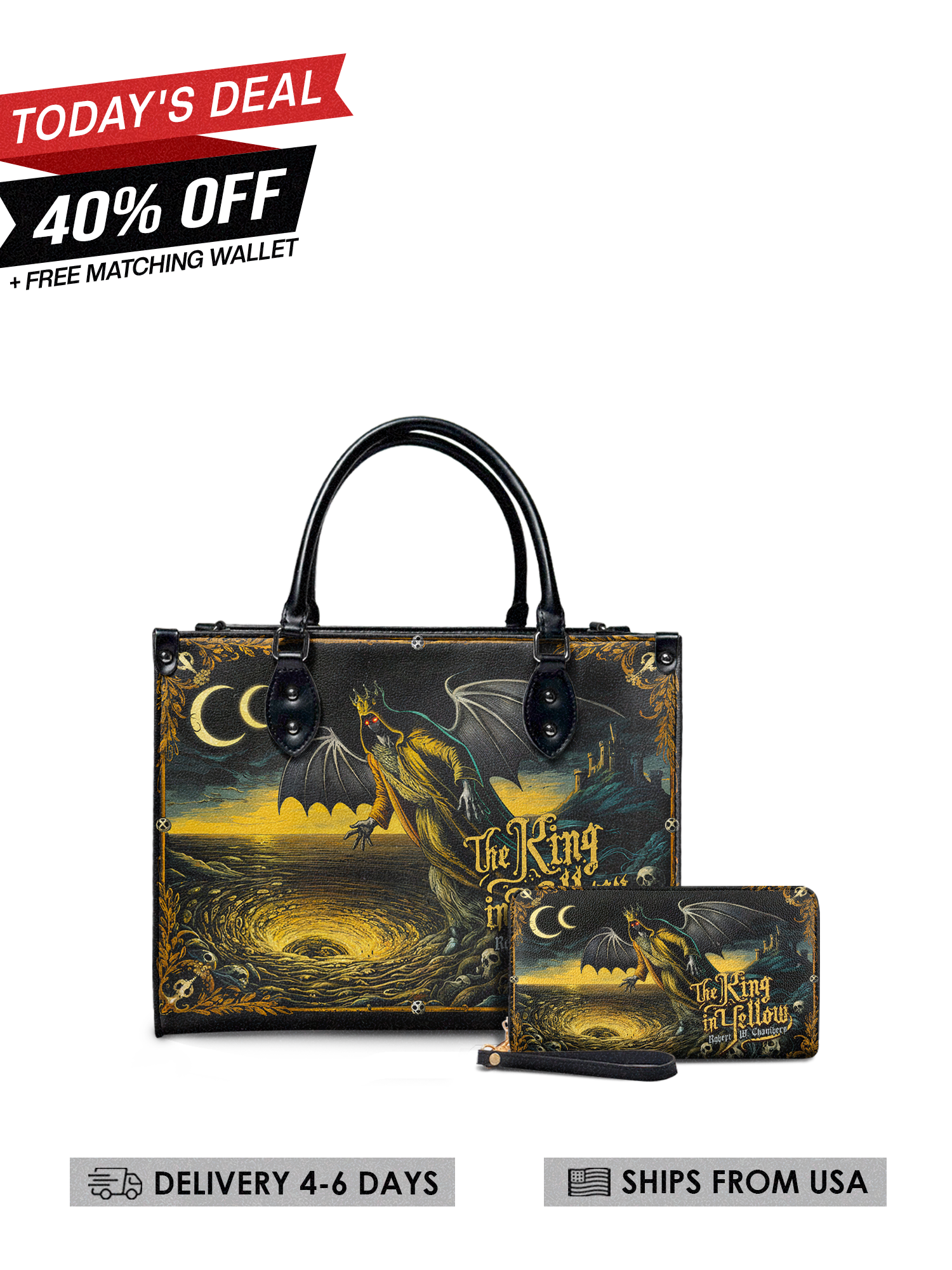 "The King In Yellow" Leather Handbag Today's Deal
