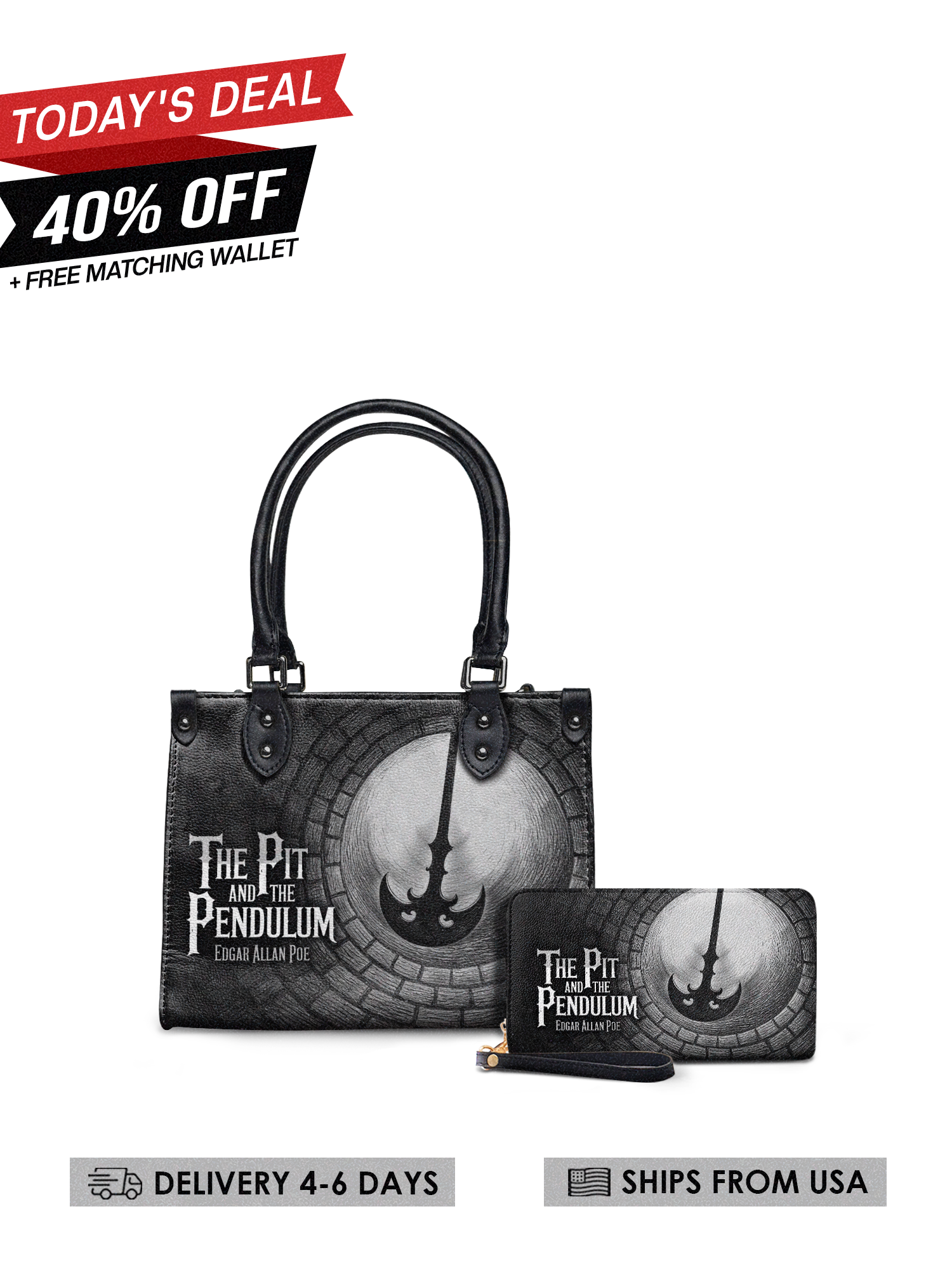 "The Pit And The Pendulum" Small Leather Handbag Today's Deal